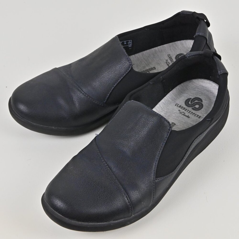 Clarks Cloudsteppers Sillian Paz Synthetic Nubuck Black Slip On Flats US8 UK5.5